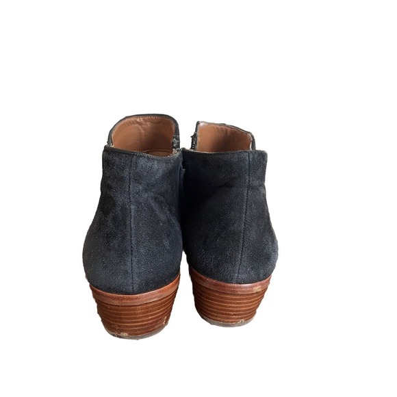 Sam Edelman‎ Petty Black Suede Rounded Toe Stacked Block Heel Ankle Booties Sz 8 - Picture 2 of 5